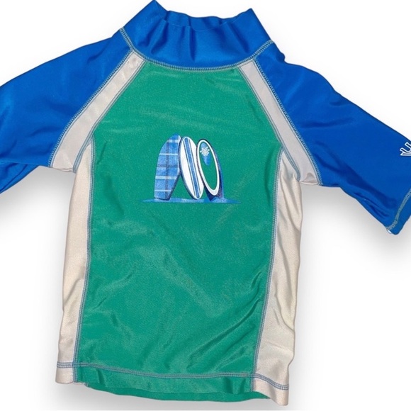 UV SKINZ 2T Boys swim trunks and rash guard matching set blue and green - Picture 4 of 9